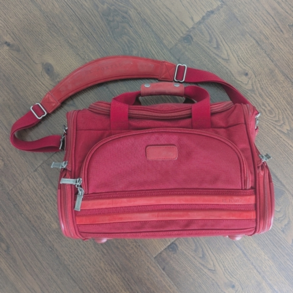 Vintage El Portal Red Duffel Bag Small Travel Size Carry On